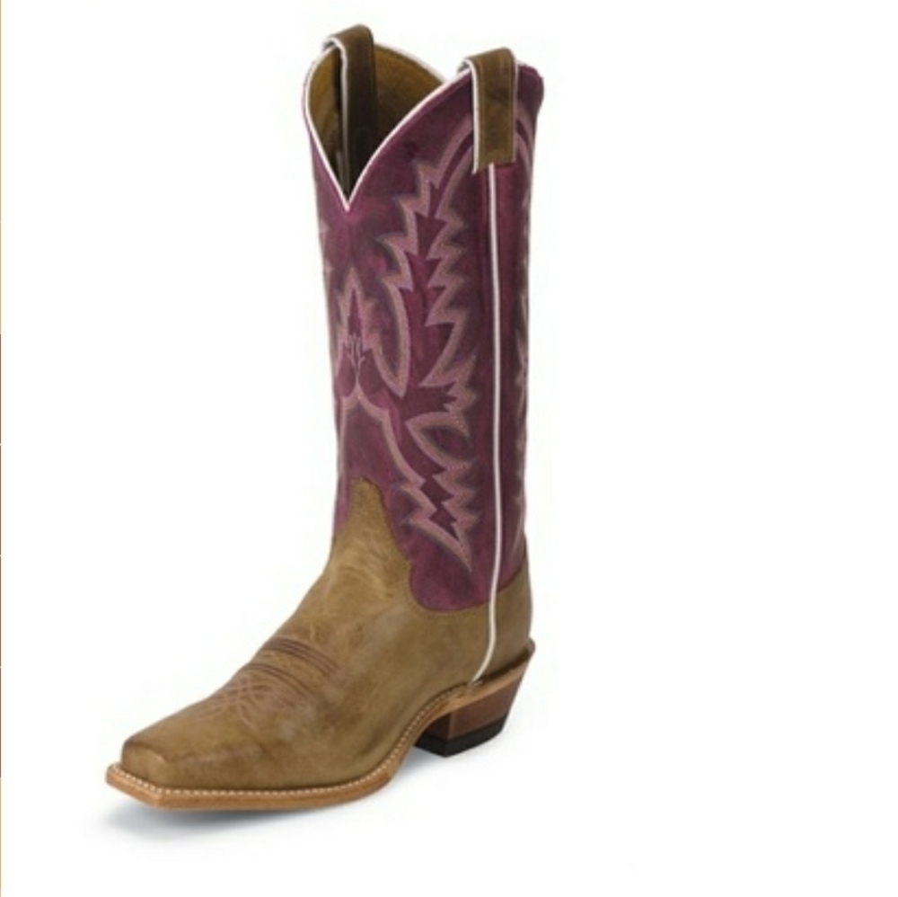 Justin Bent Rail Cowhide Cowgirl Boots, sz 8M